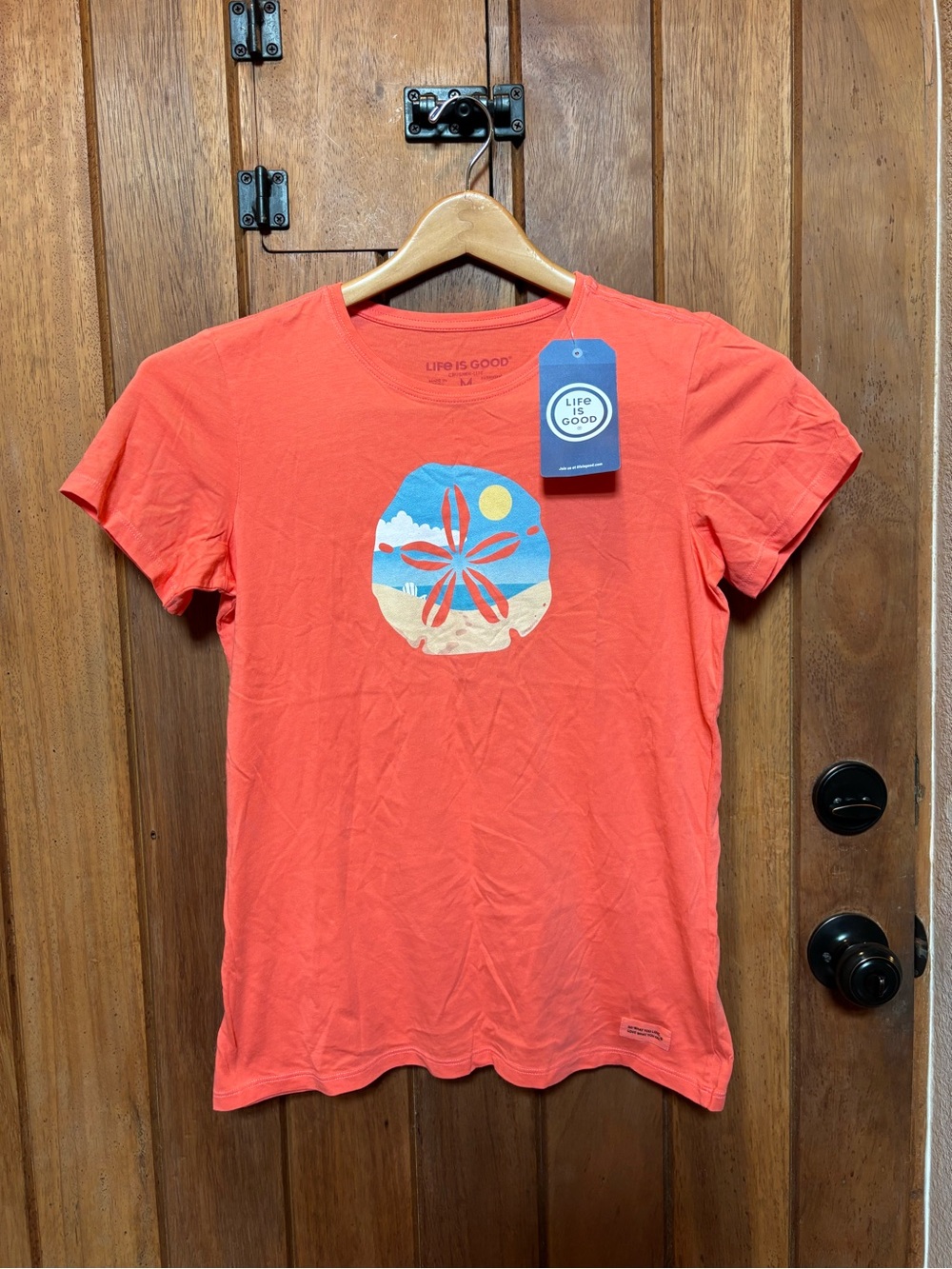 Life is Good Women's Coral Short-Sleeve Graphic Tee With Sand Dollar